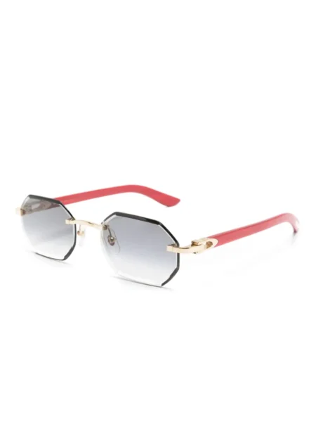 Buy Cartier Logo Plaque Geometric Frame Sunglasses With Crypto