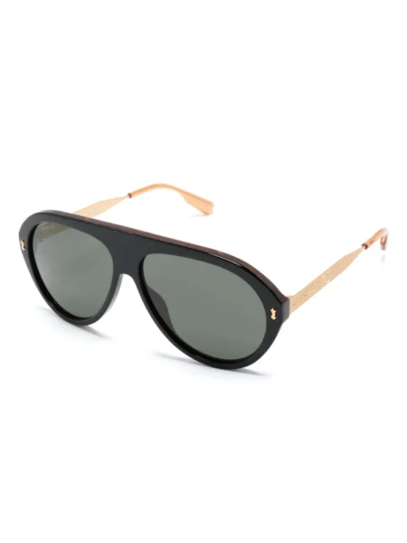 Buy Gucci Logo Engraved Navigator Frame Sunglasses With Crypto