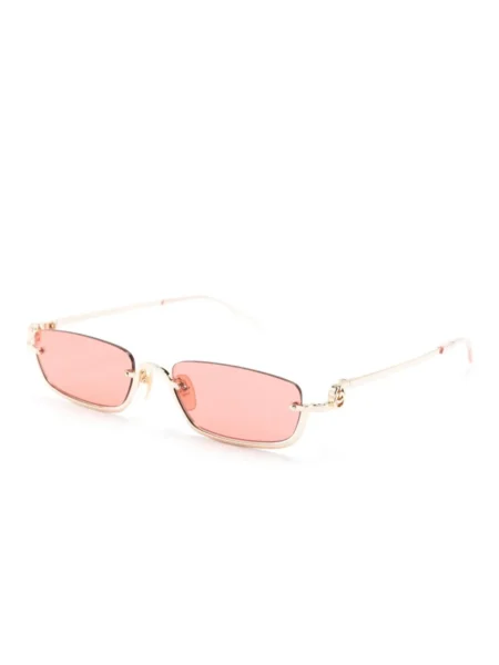 Buy Gucci Metallic Rectangular Frame Sunglasses With Crypto